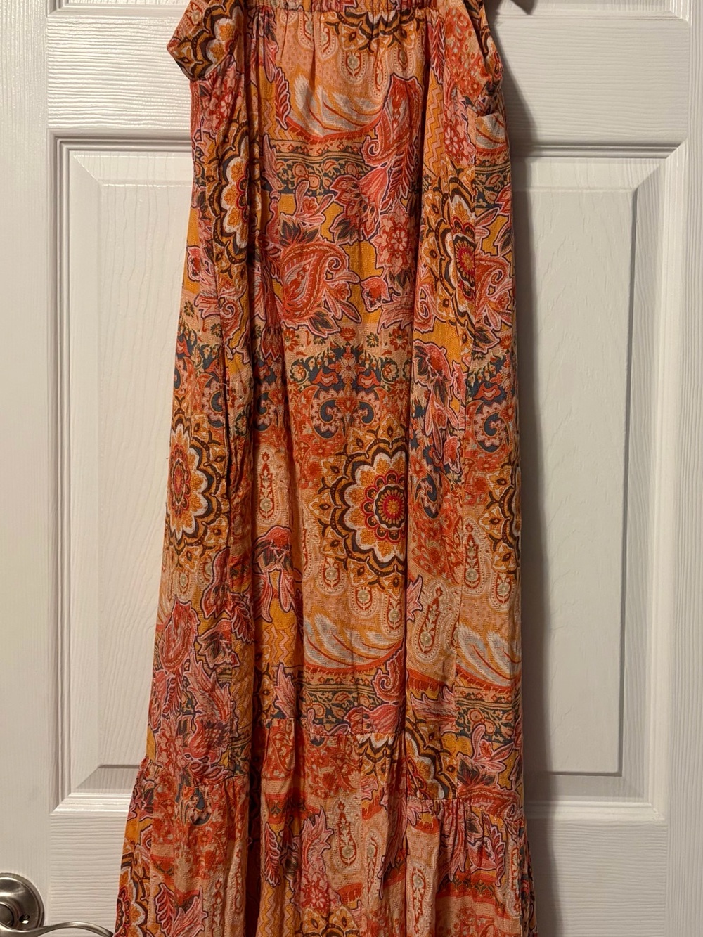 Women’s Knox Rose Orange Paisley Boho Style Maxi Dress- Size Small